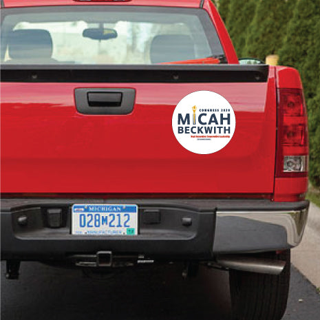 Micah Beckwith for Congress magnet on Truck Tailgate
